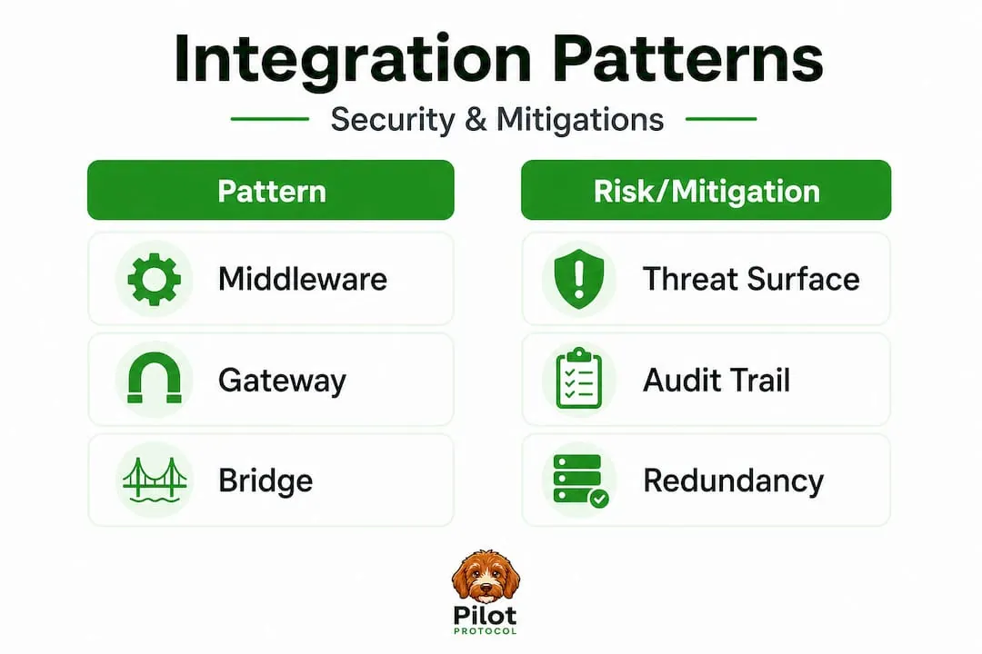 Infographic comparing integration patterns and security